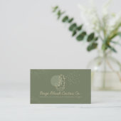 Carte De Visite Sage Gold Mariage Calligraphie Fleur Cactus (Debout devant)