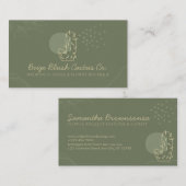 Carte De Visite Sage Gold Mariage Calligraphie Fleur Cactus (Devant / Derrière)