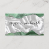 Carte De Visite Sage Green Agate Silver Glitter Luxury Stylist (Devant)