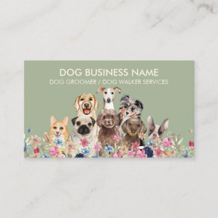 Carte De Visite Sage Green Animal Sitter Walker Chien Care