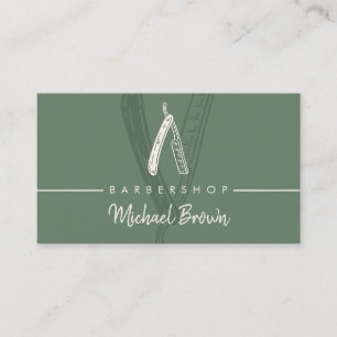 Carte De Visite Sage Green Barbershop Design Razing Master Cheveux