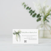 Carte De Visite Sage Green Bow Baby Shower Registry Card (Debout devant)