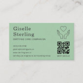 Carte De Visite Sage Green Caregider Home Help QR Code Photo (Devant)