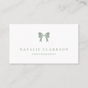 Carte De Visite Sage Green Chic Ribbon Bow Minimaliste