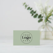 Carte De Visite Sage Green Elegant Custom Company Logo Code QR (Debout devant)