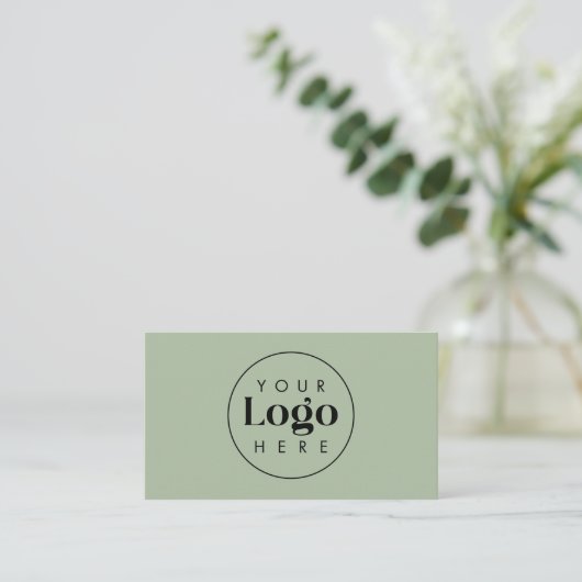 Carte De Visite Sage Green Elegant Custom Company Logo Code QR (Debout devant)
