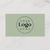 Carte De Visite Sage Green Elegant Custom Company Logo Code QR (Devant)