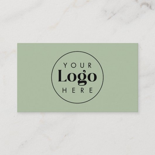 Carte De Visite Sage Green Elegant Custom Company Logo Code QR (Devant)