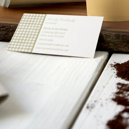 Carte De Visite Sage Green En vichy Plaid