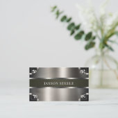 Carte De Visite Sage Green et acier industriel (Debout devant)