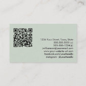 Carte De Visite Sage Green & Gold Aquarelle Botanique QR Code (Dos)