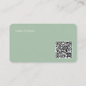 Carte De Visite Sage Green Japandi Minimal QR Code Designer Studio (Dos)