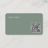 Carte De Visite Sage Green Japandi Minimal QR Code Designer Studio (Dos)