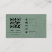 Carte De Visite Sage Green Linen Company Logo QR Code (Devant)