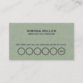 Carte De Visite Sage Green Linen Texture Loyalty Card (Dos)