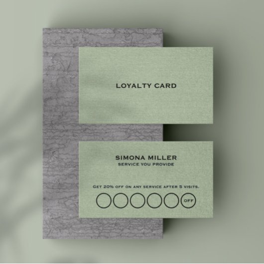 Carte De Visite Sage Green Linen Texture Loyalty Card