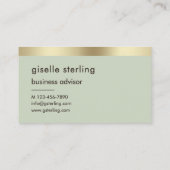 Carte De Visite Sage Green Luxe Faux Gold Foil Monogramme (Dos)