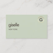 Carte De Visite Sage Green Luxe Faux Gold Foil Monogramme (Devant)