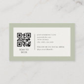Carte De Visite Sage Green Massage Therapist QR Code (Dos)