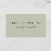 Carte De Visite Sage Green Massage Therapist QR Code (Devant)