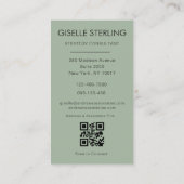 Carte De Visite Sage Green Minimal QR Code Photo Moderne (Dos)