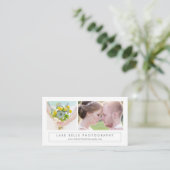 Carte De Visite Sage Green Minimalist Two Photo Layout Modern (Debout devant)