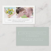 Carte De Visite Sage Green Minimalist Two Photo Layout Modern (Devant / Derrière)