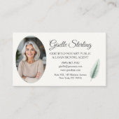 Carte De Visite Sage Green Mobile Nota Public Photo Moderne (Devant)