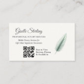 Carte De Visite Sage Green Mobile Nota QR Code Photo moderne (Dos)