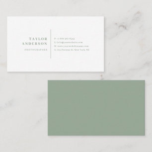 Carte De Visite Sage Green Moderne Typographie Serif Minimaliste