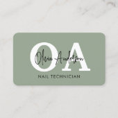 Carte De Visite Sage Green Nail Artist QR Code (Devant)