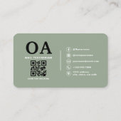 Carte De Visite Sage Green Nail Artist QR Code (Dos)
