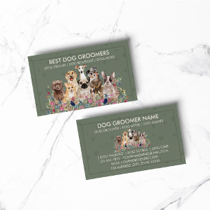 Carte De Visite Sage green PetSitter chien vétérinaire encadré Paw