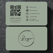 Carte De Visite Sage Green Professional Logo QR Code 