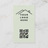 Carte De Visite Sage Green QR Code Agent immobilier Logo photo (Dos)
