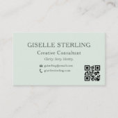 Carte De Visite Sage Green QR Code minimum photo professionnelle (Devant)