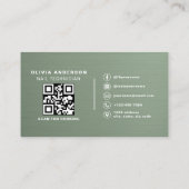 Carte De Visite Sage Green QR Code Nail Specialist Metallic  (Dos)