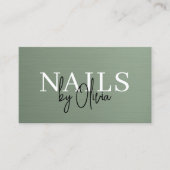 Carte De Visite Sage Green QR Code Nail Specialist Metallic  (Devant)