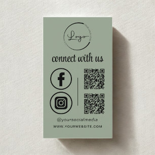 Carte De Visite Sage Green QR Connectez-vous avec le logo de l'ent