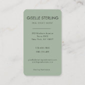 Carte De Visite Sage Green Real Estate Agent Photo (Dos)