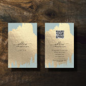 Carte De Visite Sage Green Rose Gold Brush Strot Code QR