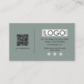 Carte De Visite Sage Green Script Calligraphie Signature QR Code (Dos)