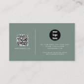 Carte De Visite Sage Green Signature Script QR Code Médias sociaux (Dos)