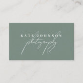 Carte De Visite Sage Green Signature Script QR Code Médias sociaux (Devant)