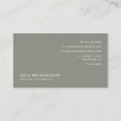 Carte De Visite Sage gris classique et gris minimal et blanc (Dos)