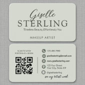 Carte De Visite Sage moderne vert QR Code Script élégant