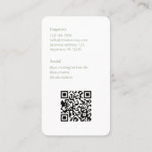 Carte De Visite Sage Olive Green Photo Social QR Code (Dos)
