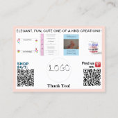 Carte De Visite Sage Pink Business QR Code Photos 3,5 x 2,5 (Dos)