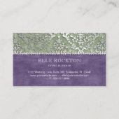 Carte De Visite Sage Purple Glimmer Damask Argent (Dos)