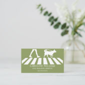 Carte De Visite Sage Simple Dog Walking Image Service pour animaux (Debout devant)